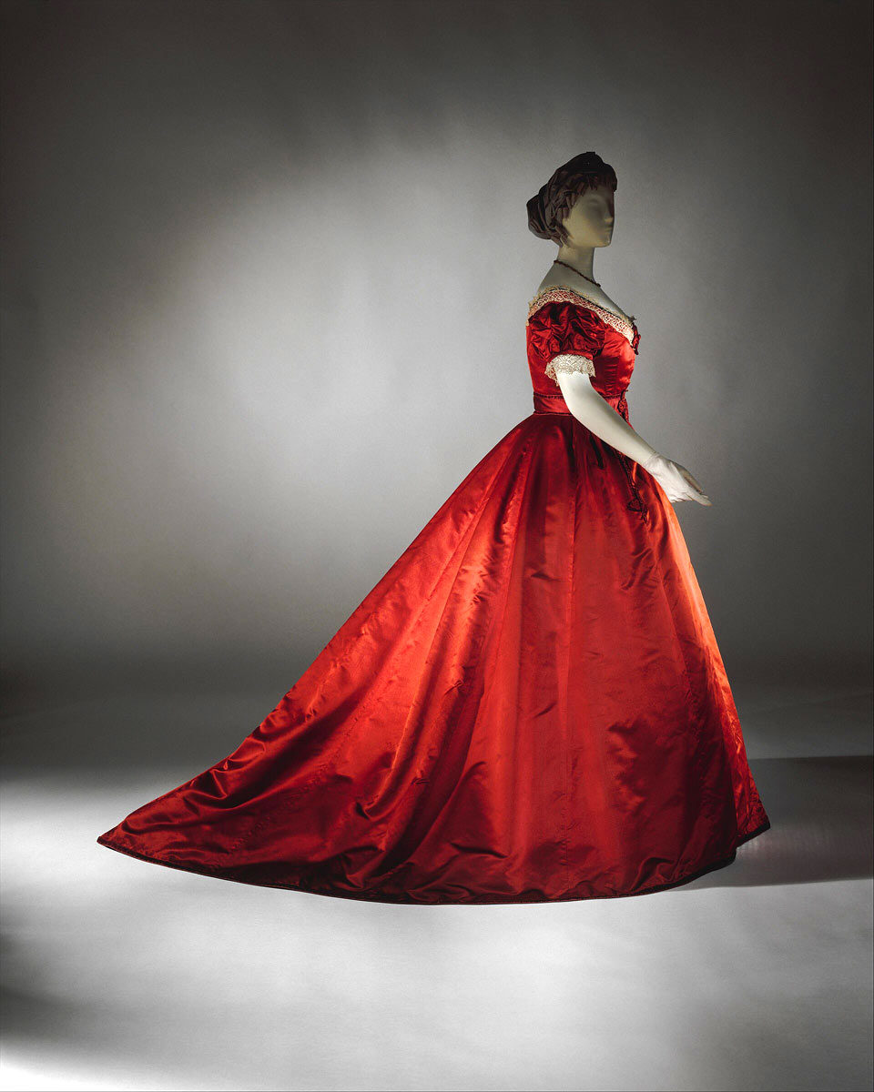 red silk dress met new york fashion museum