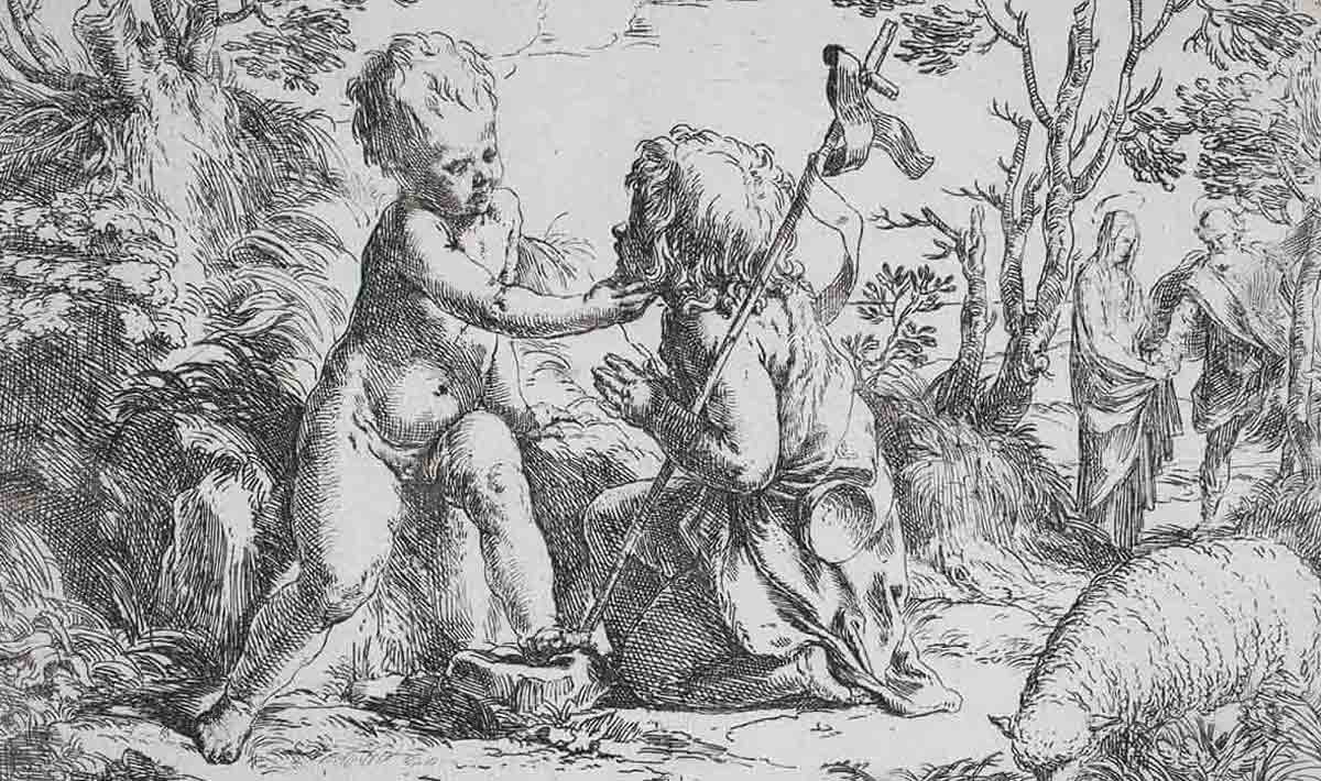 reni infant jesus and saint john etching