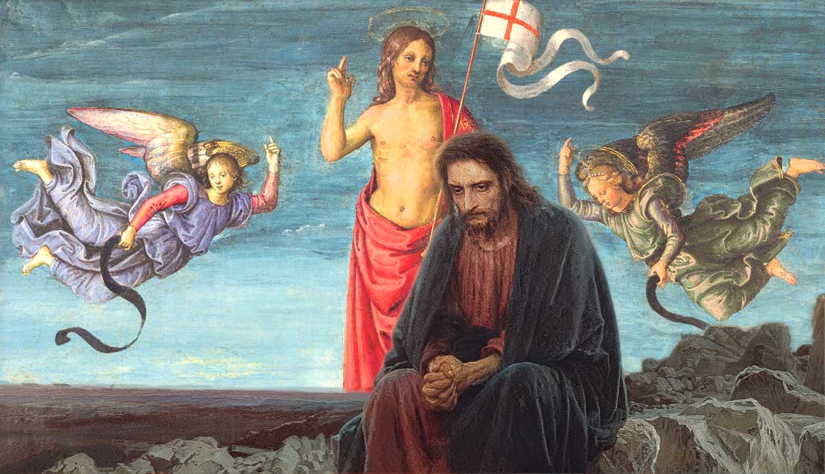 An edited collage of two Renaissance style Jesus paintings.