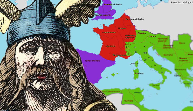 Gallic Empire map with portrait