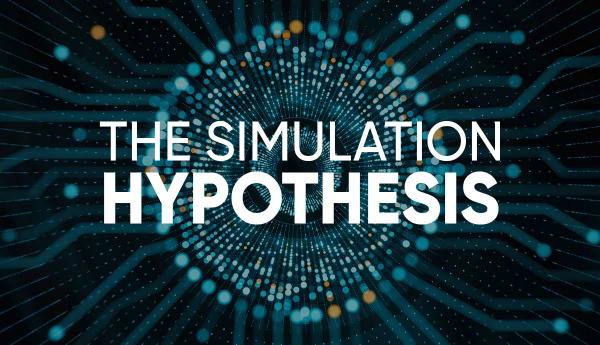 Digital eye graphic with text: The Simulation Hypothesis.