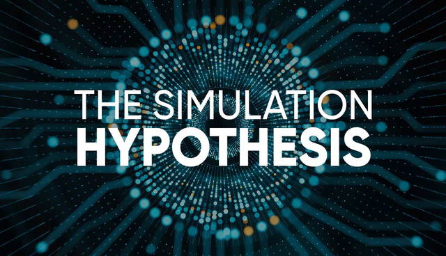 Digital eye graphic with text: The Simulation Hypothesis.