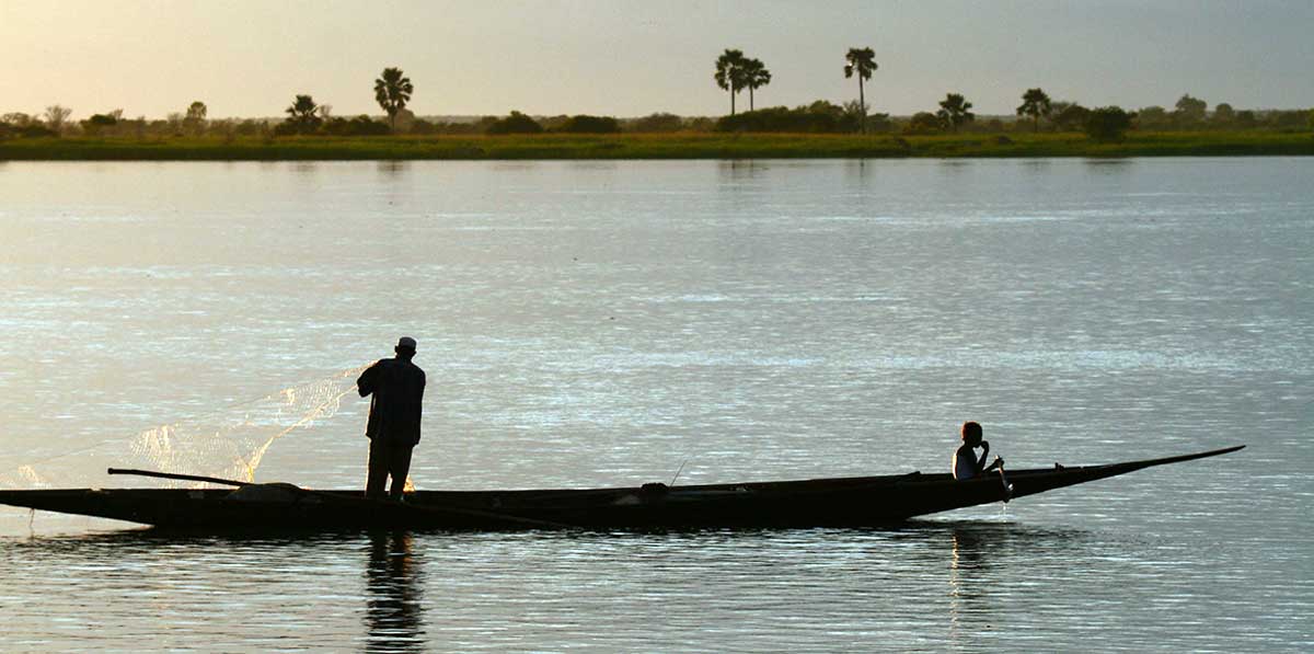 sunset fishing niger river