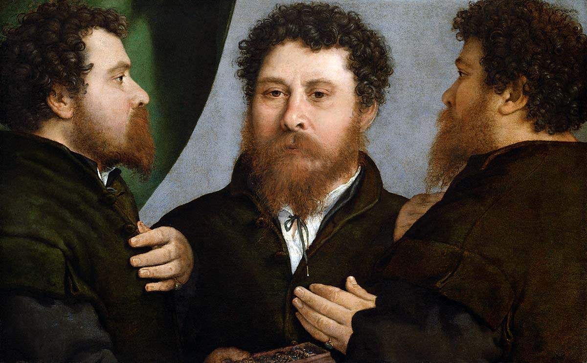 triple portrait by lorenzo lotto