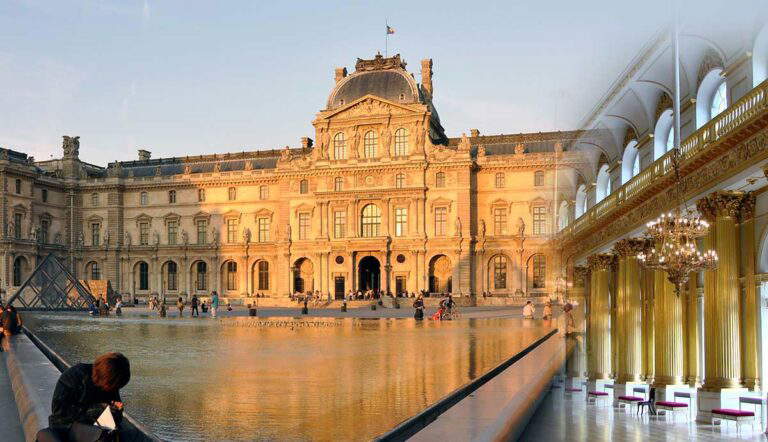 The Louvre Palace exterior and an Armorial Hall