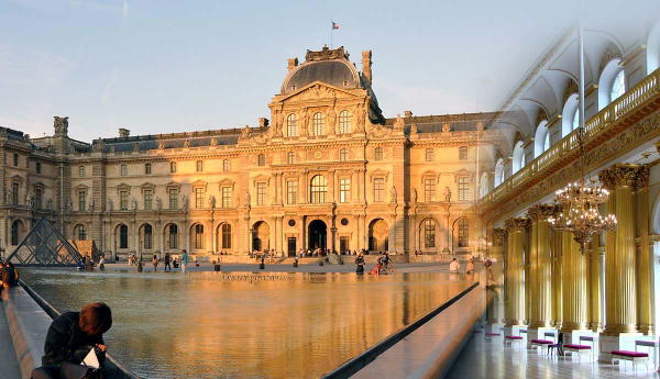 The Louvre Palace exterior and an Armorial Hall