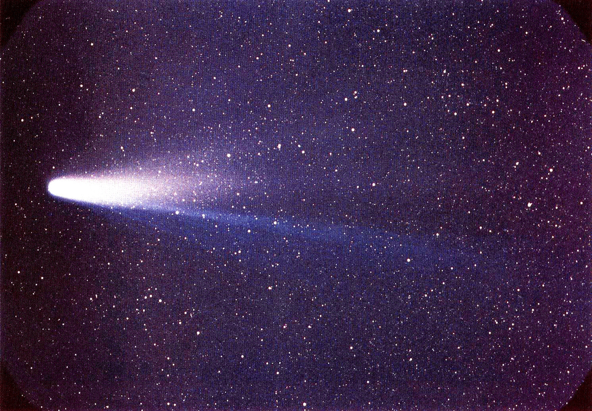 Halley's Comet photographed by William Liller from Easter Island on 8 March 1986. Source: Wikimedia Commons