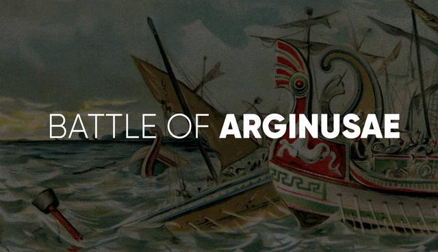 Historical painting depicting the Battle of Arginusae.