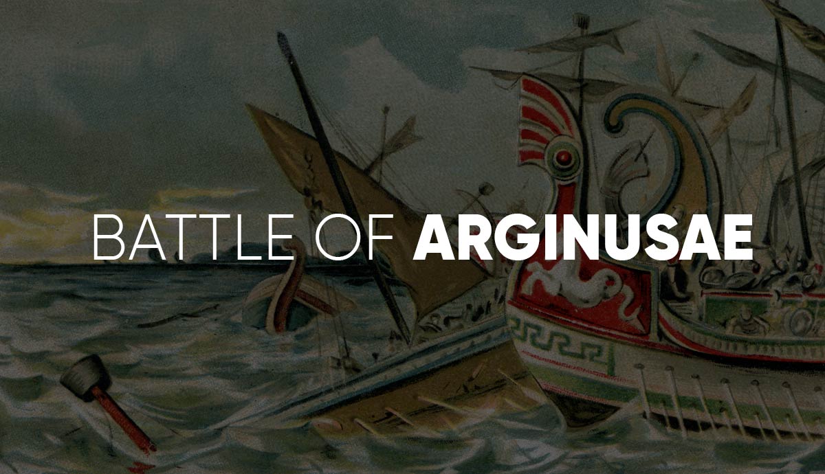 Historical painting depicting the Battle of Arginusae.