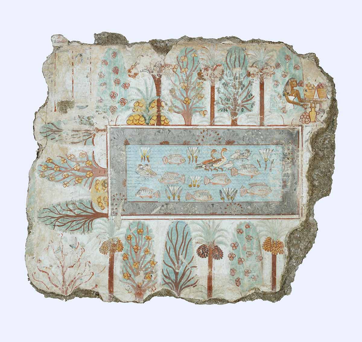 egyptian pond garden tomb nebamun painted plaster