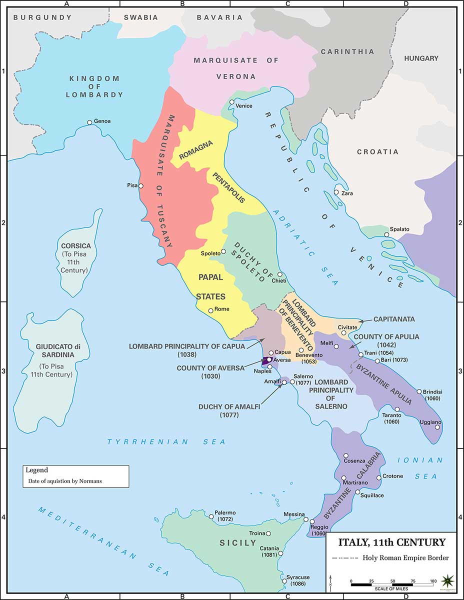 italy map 11 century