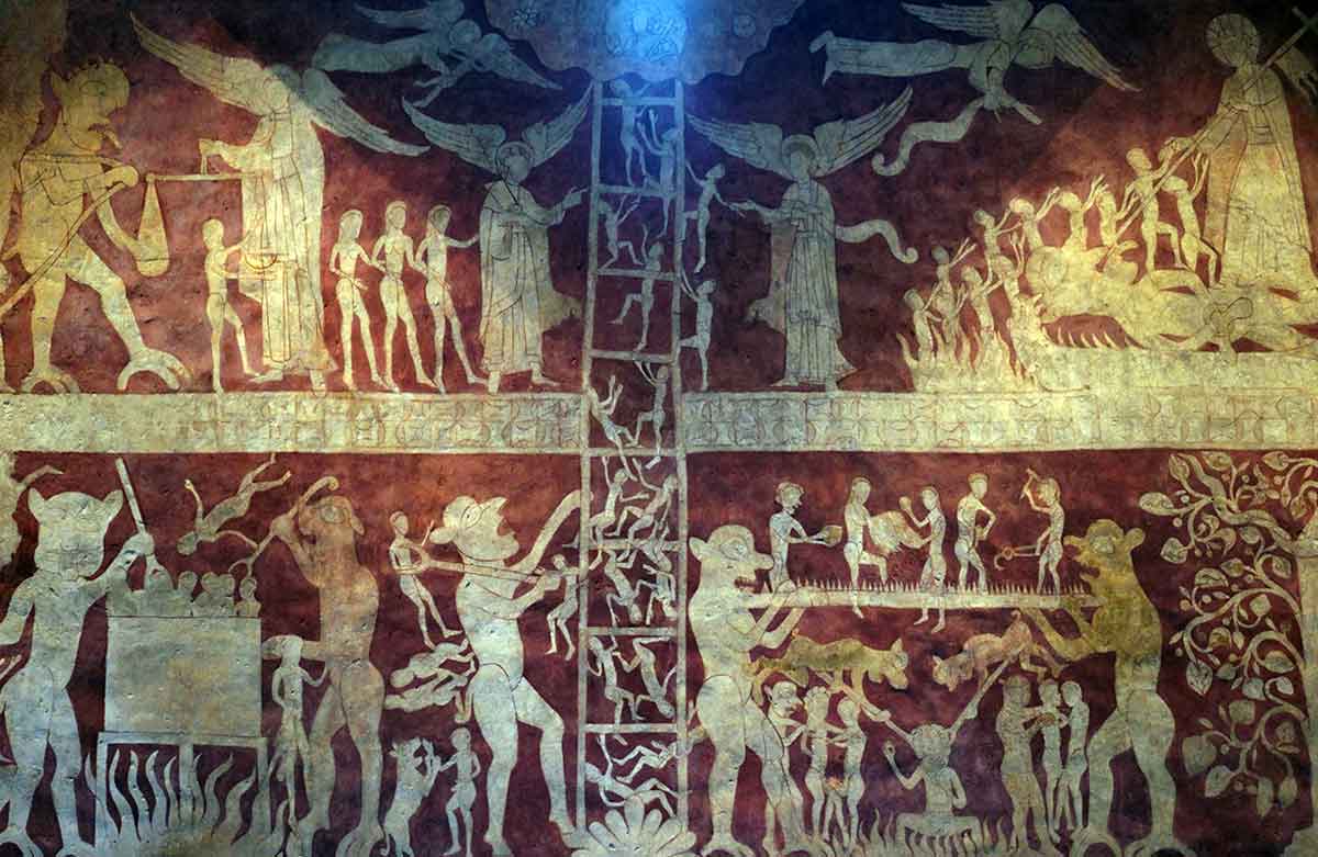 medieval wall painting purgatorial ladder