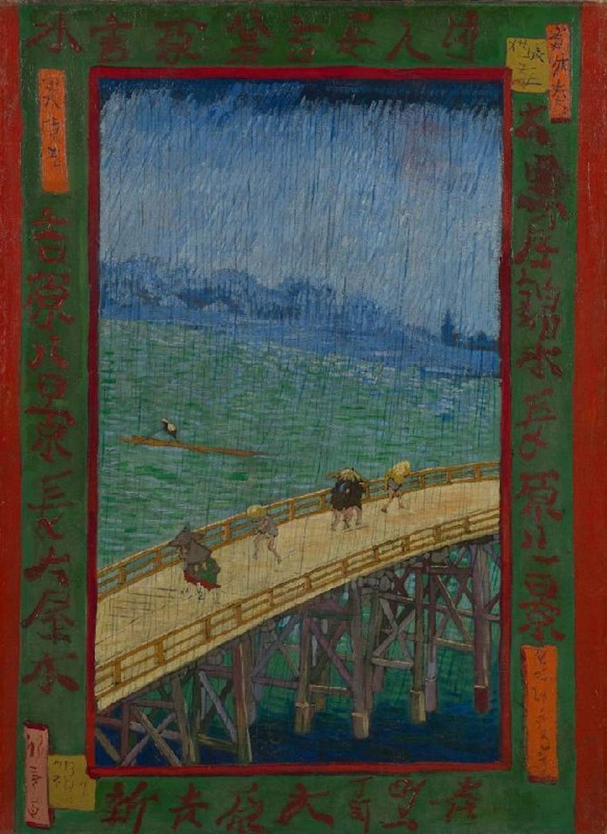 van gogh bridge in rain after hiroshige
