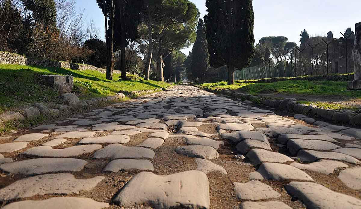 via appia rome cobbled road