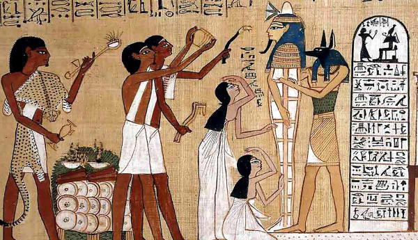 Ancient Egyptian papyrus depicting the Opening of the Mouth ceremony.