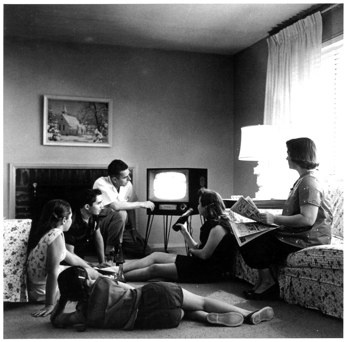 american family watching television
