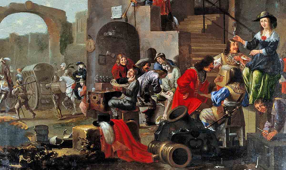 barber surgeon attending to soldiers