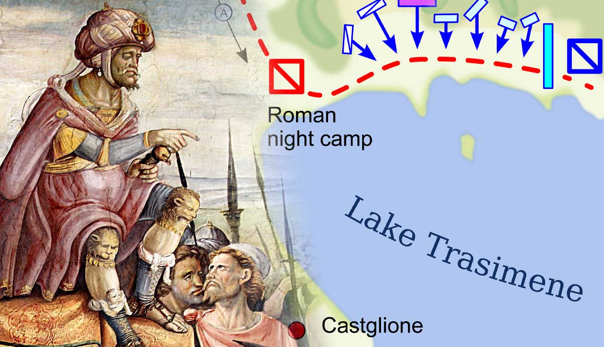 Battle of Lake Trasimene map with hannibal
