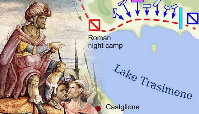 Battle of Lake Trasimene map with hannibal
