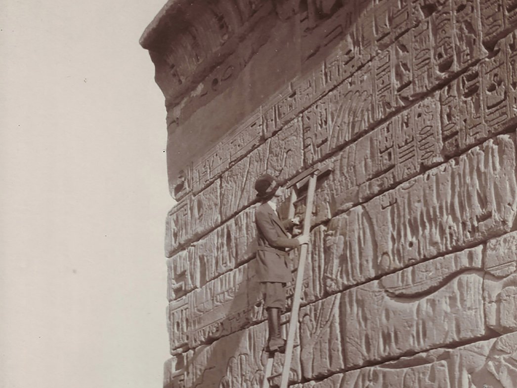 Photograph of Egyptologist Caroline Ransom Williams at Medinet Habu in the 1920s