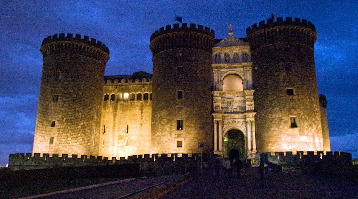 castel nuovo by night naples italian castles