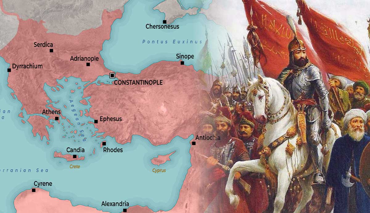 Byzantine empire map Mehmed II