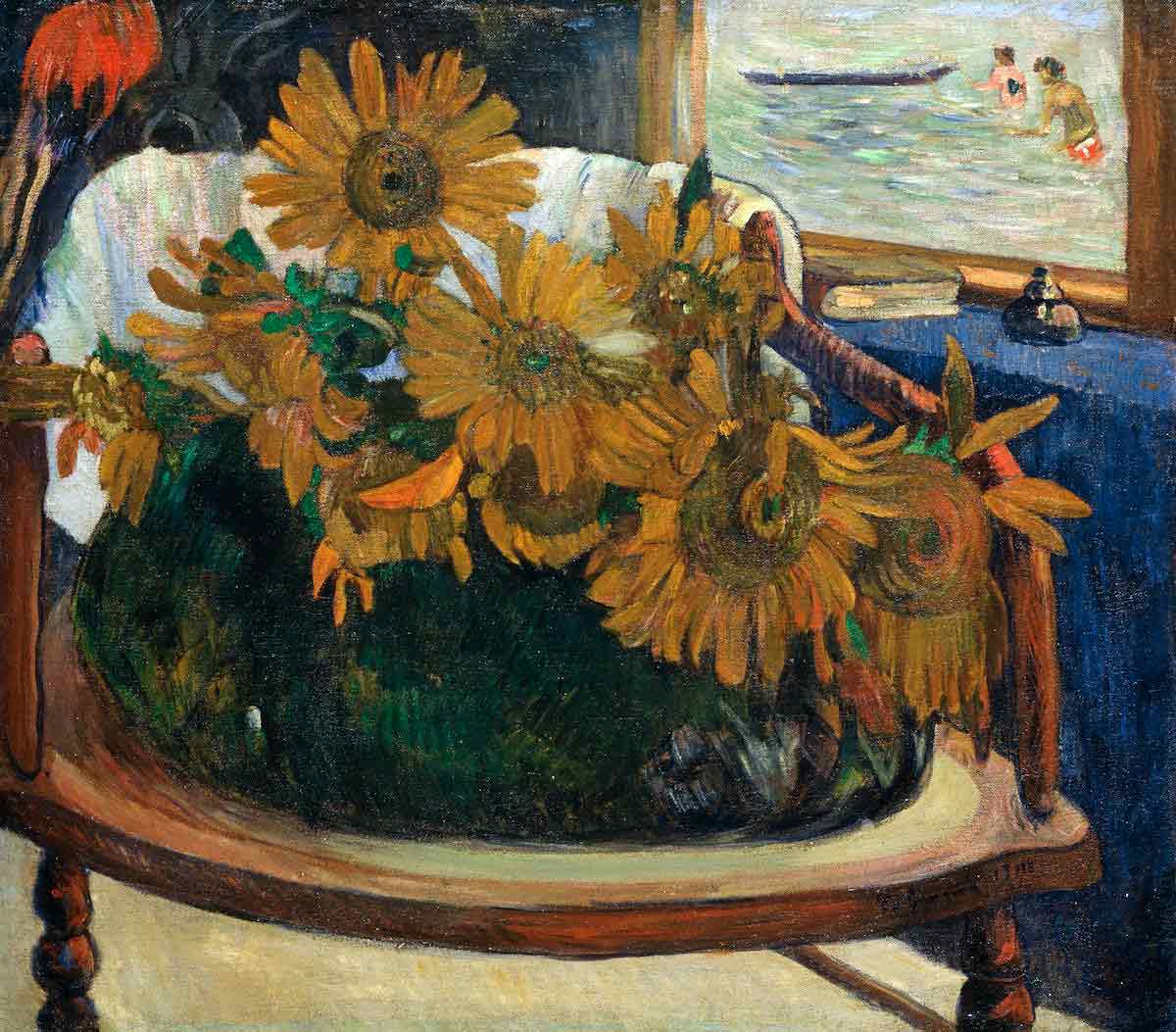 gauguin sunflowers on armchair
