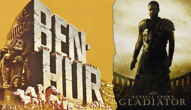 Ben-Hur and Gladiator movie posters side by side.