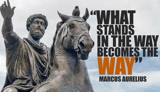 Marcus Aurelius statue and quote