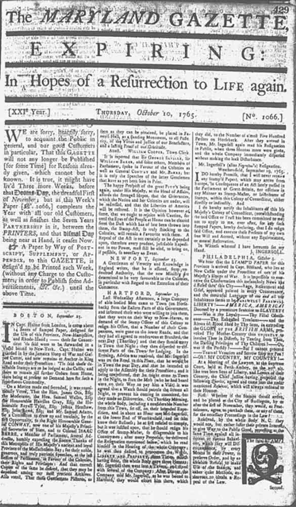 maryland gazette stamp act