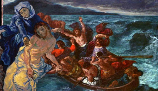 Collage combining paintings by Delacroix and Van Gogh