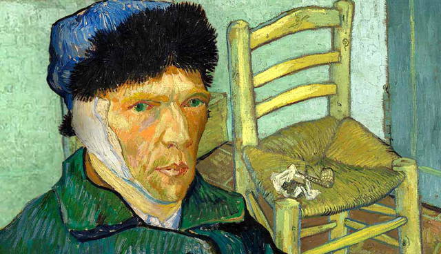 Van Gogh self-portrait with a bandaged ear.