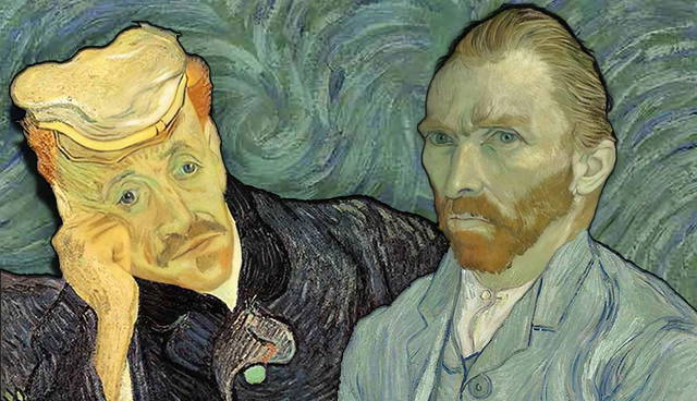 Vincent Van Gogh and Dr. Gachet side-by-side.