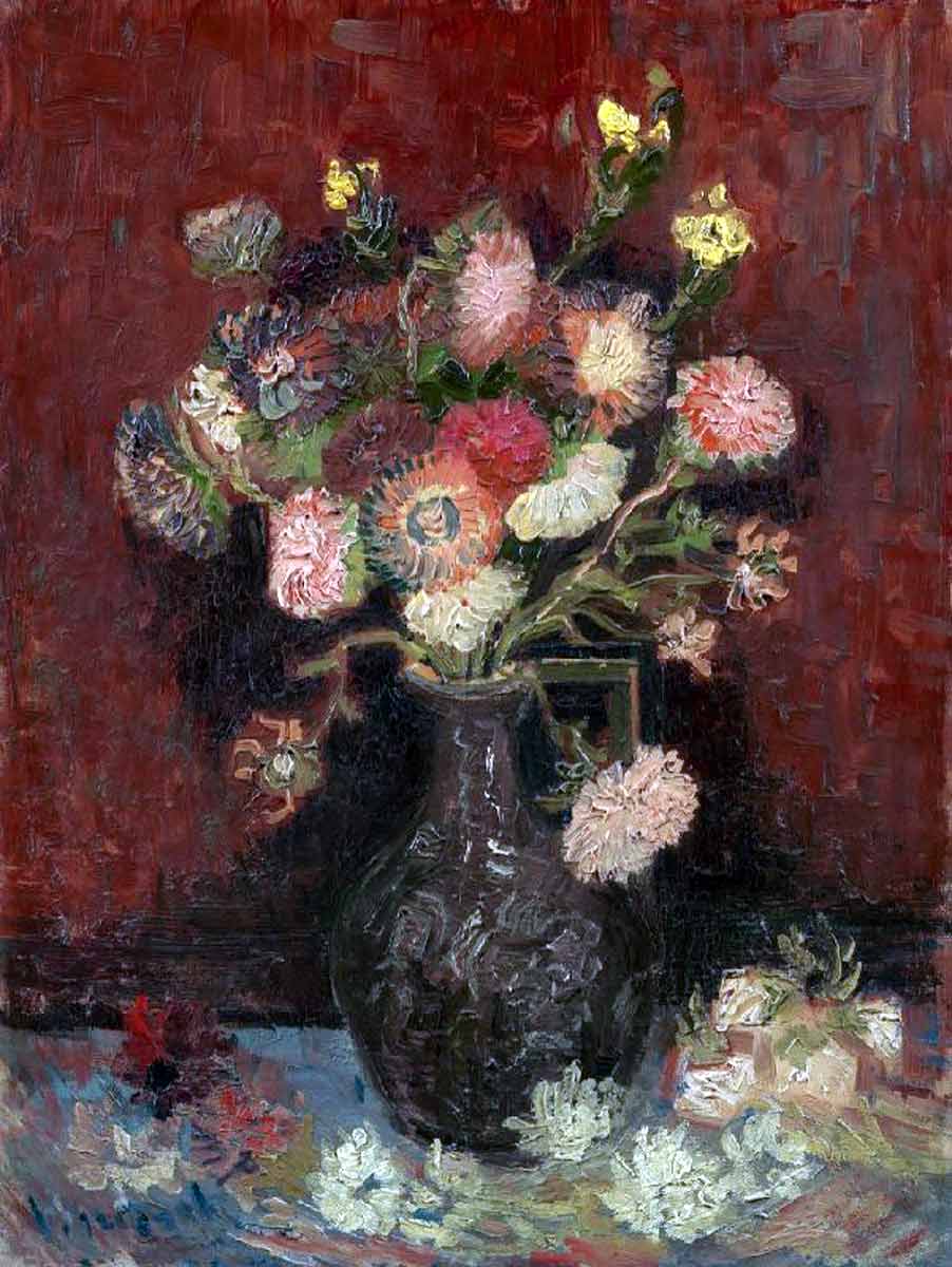 van gogh vase chinese asters gladioli