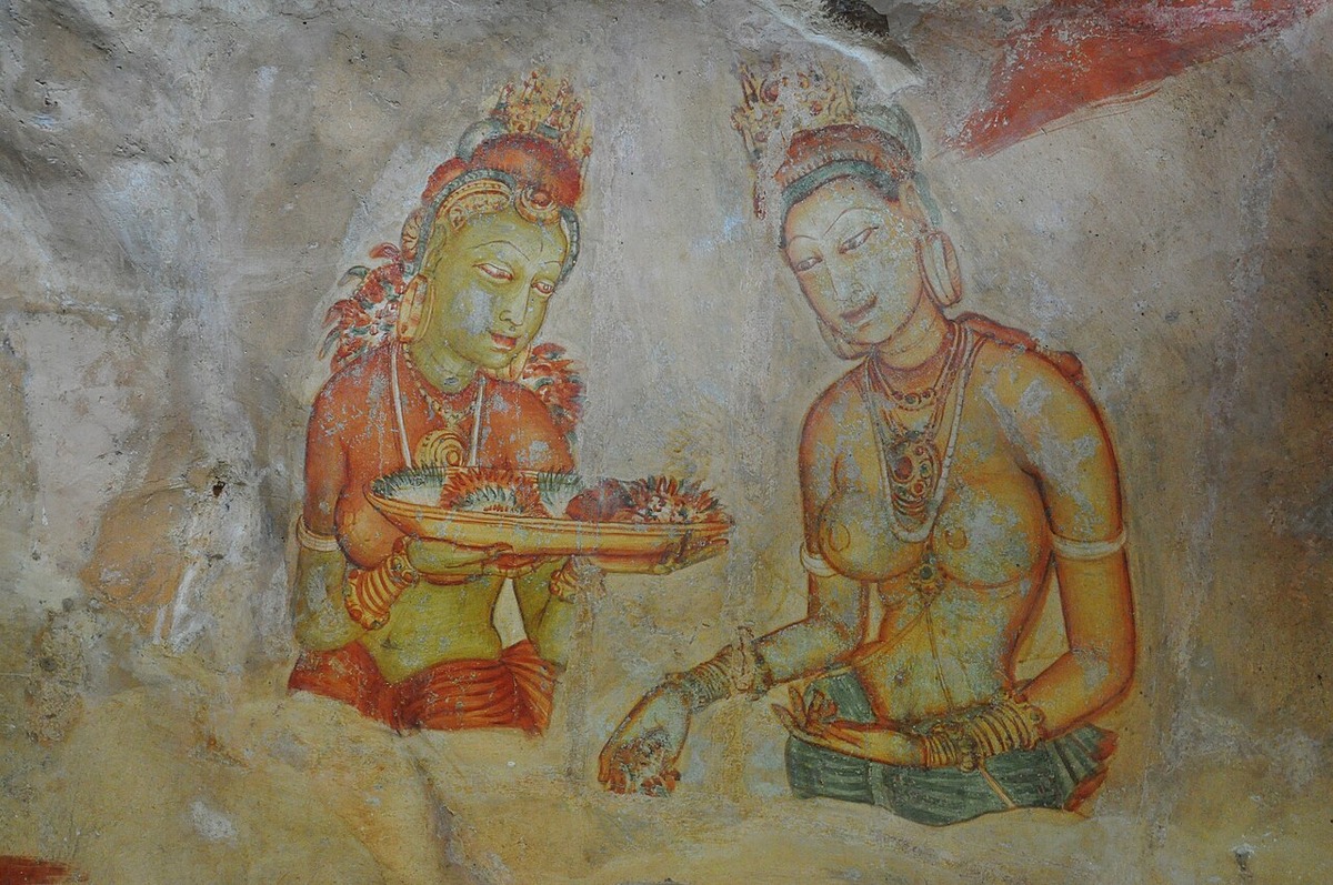 Frescos at Sigitiya at Srilanka, c. AD 480. Source: Wikimedia Commons