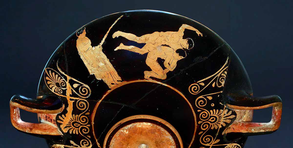Greek kylix wrestling pale