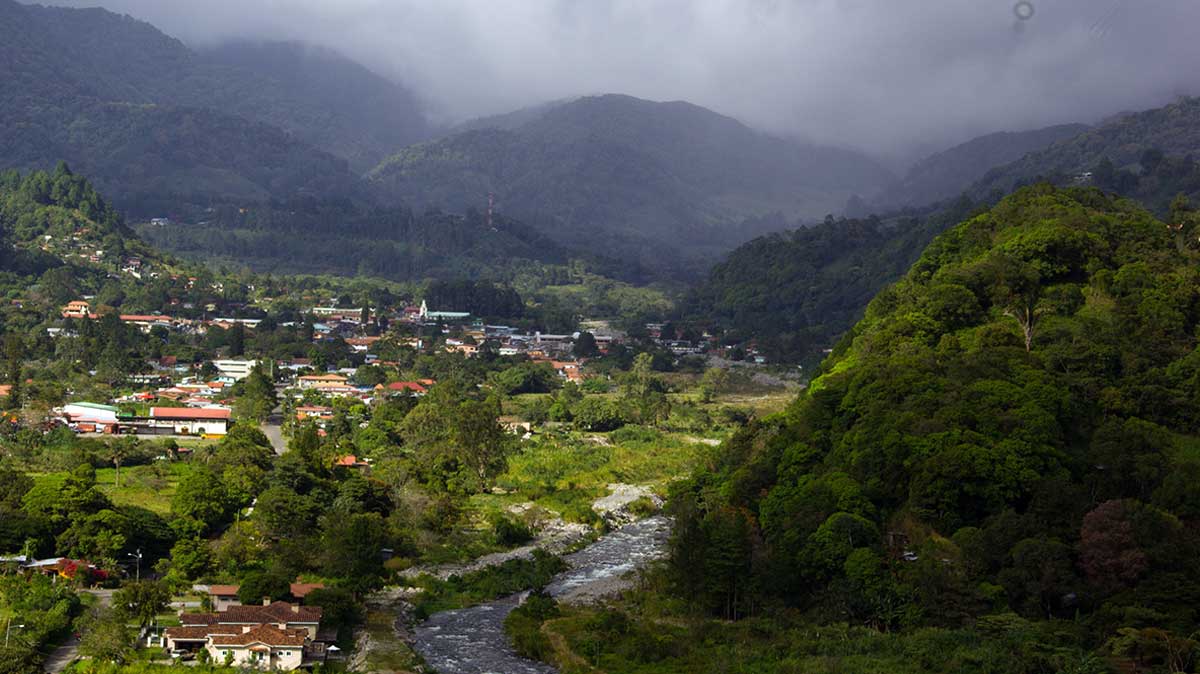 View of the town of Boquete and the Caldera River