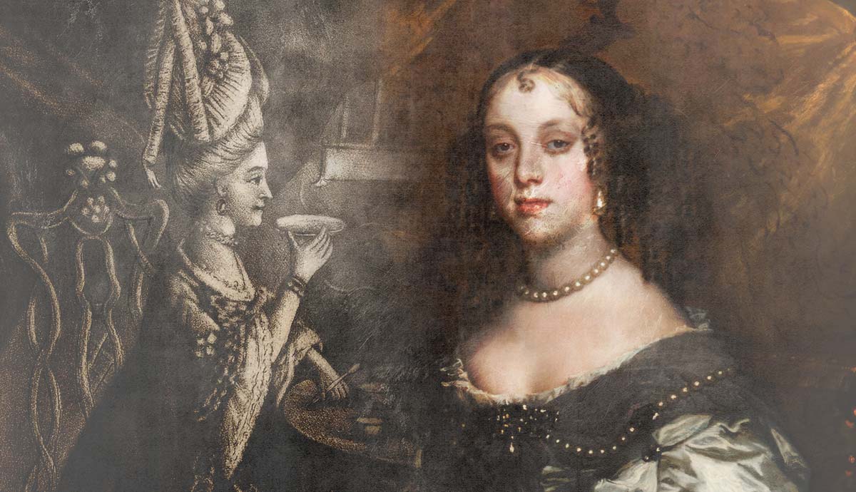 Catherine Braganza drinking tea