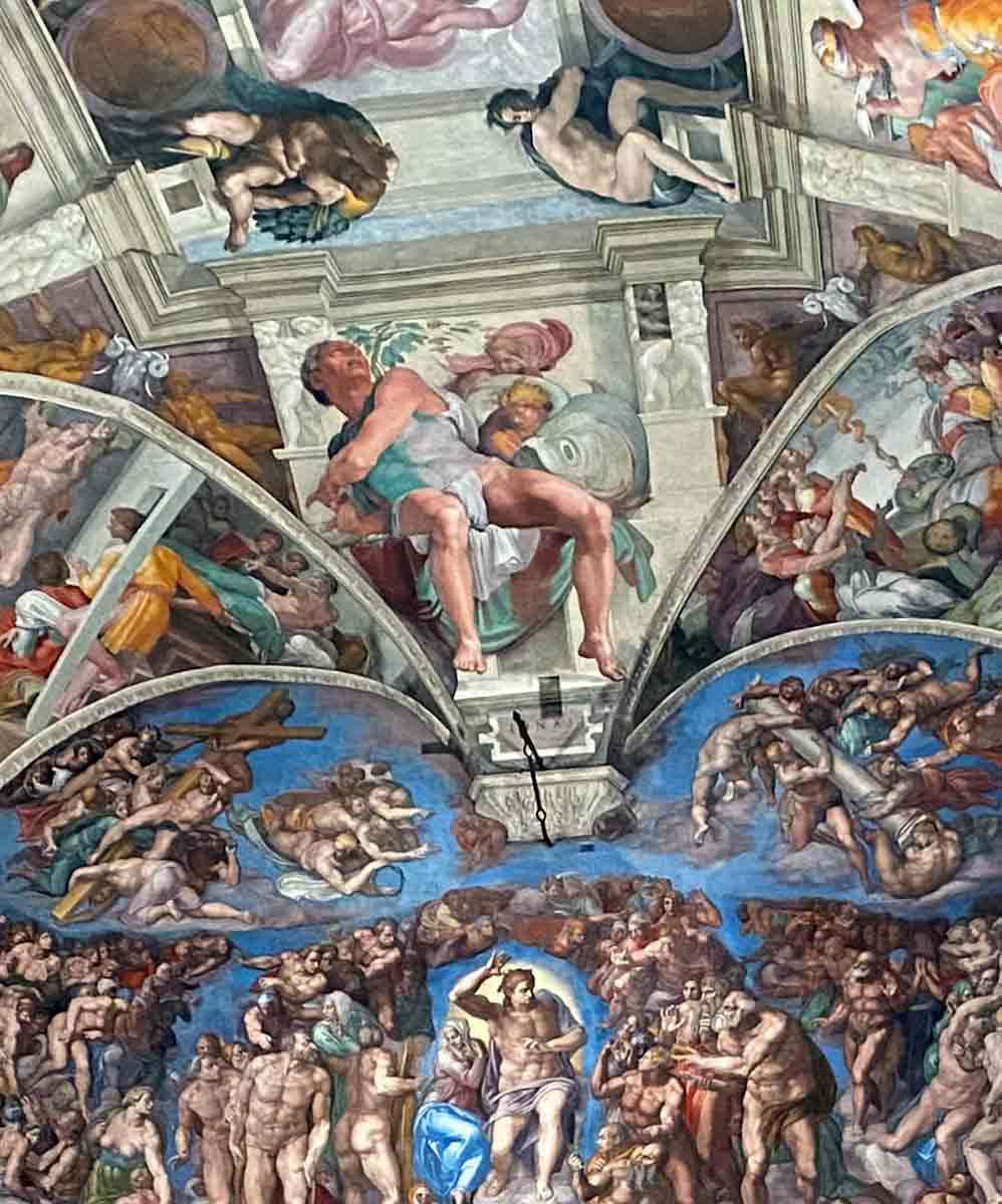 jonah detail ensemble view sistine chapel altar copy