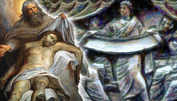God the Father holding the dead body of Jesus