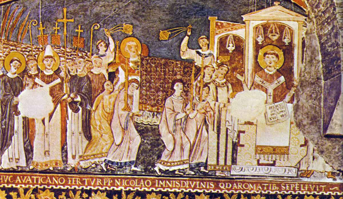 pope clement medieval fresco