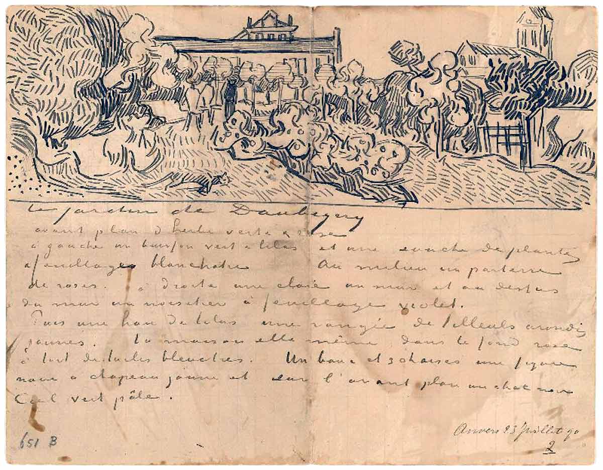 van gogh letter sketch daubigny garden