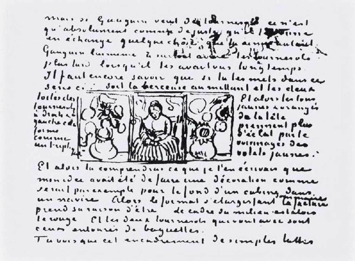 van gogh letter sketch sunflowers berceuse