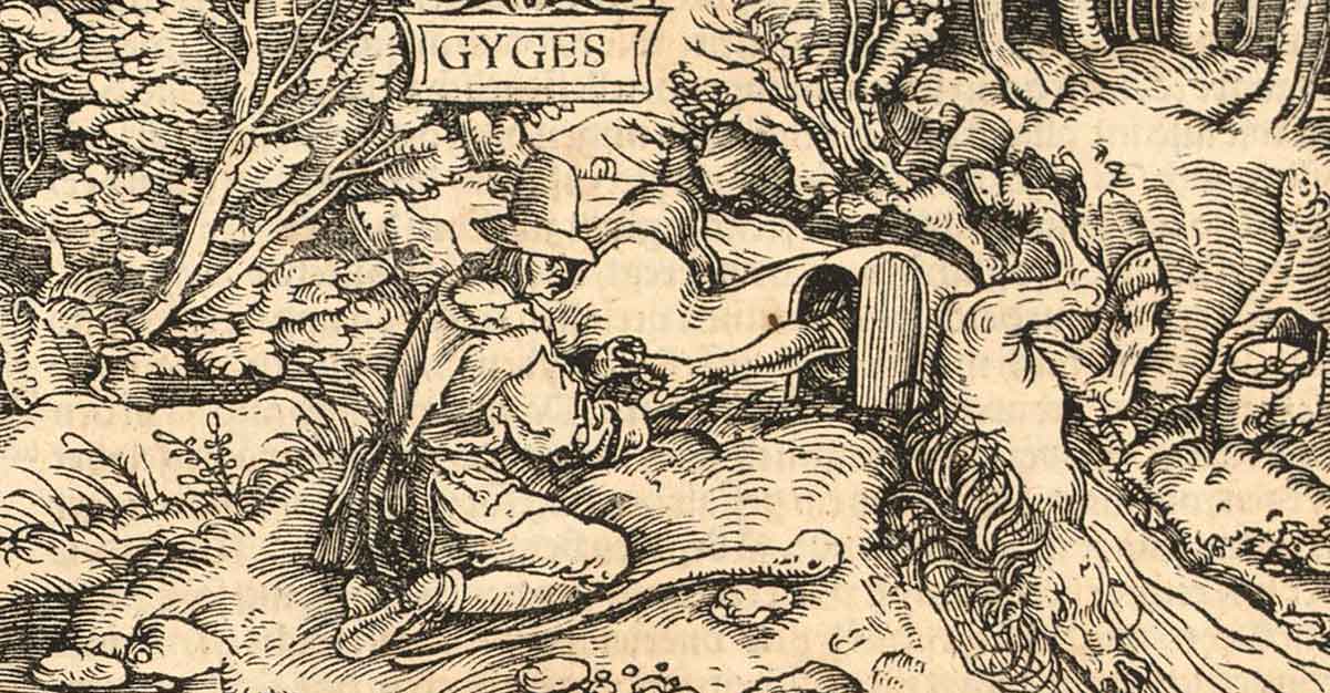 Depiction of Gyges discovering the ring, after Hans Weiditz, 16th century. Source: Wikimedia Commons