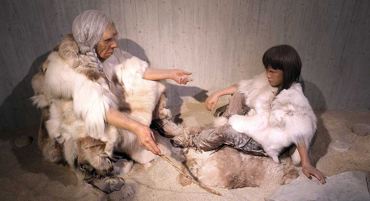neanderthal woman and child
