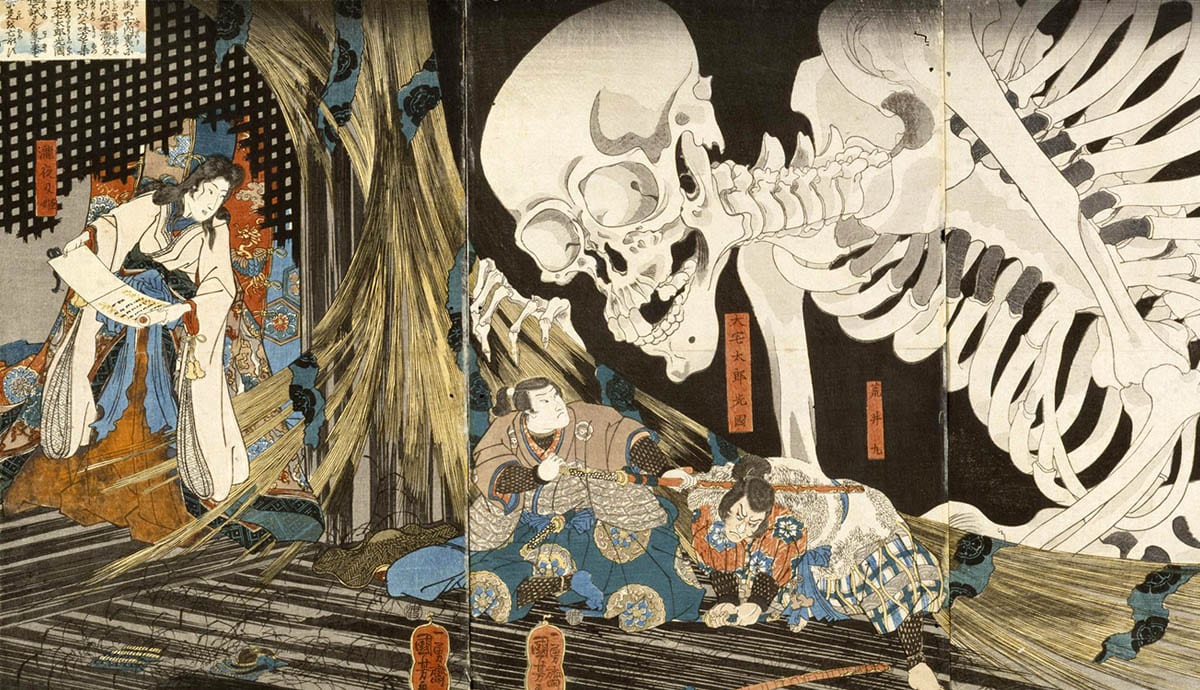 Ukiyo-e giant skeleton attack
